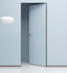 Скрытая дверь обратного открывания Invisible под покраску с алюминиевой матовой кромкой 4 стороны Правая