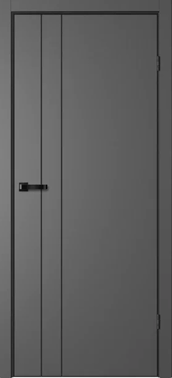 Межкомнатная дверь Flydoors Neo 02 эмалит графит ДГ молдинг черный кромка черная