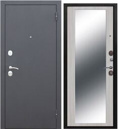 Входная дверь Феррони Гарда серебро/ясень белый зеркало