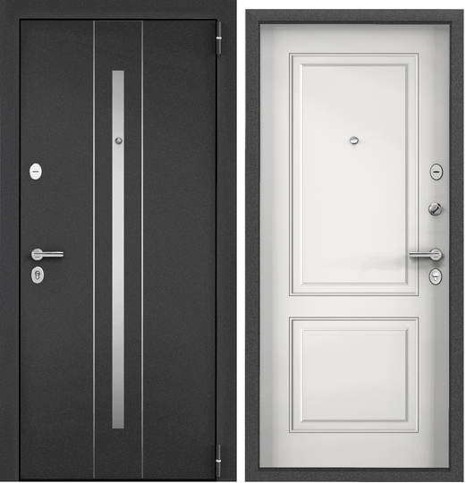 Дверь входная стальная Торэкс Tau LT MP Темно-серый букле графит SP-91N/ПВХ Бьянко Т-С2