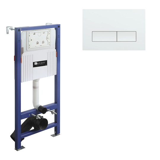 Инсталляция Veconi Frame V600 с кнопкой Flush V1 белый глянец