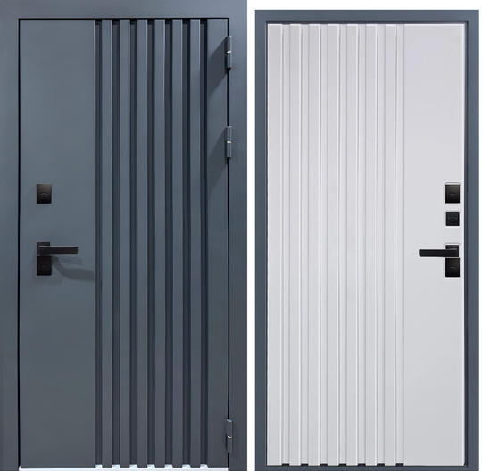Входная дверь VFD Termo Line Муар графит/Белая шагрень